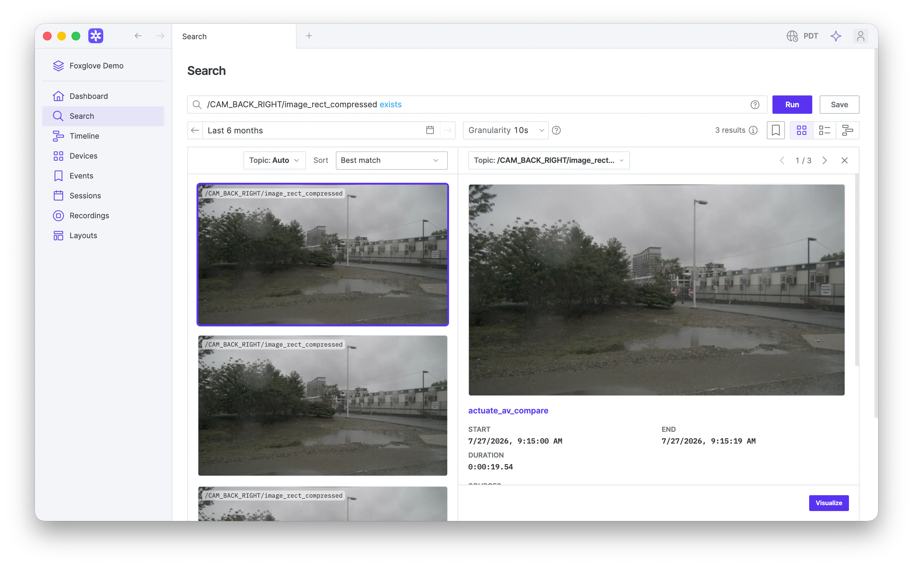 Search Gallery with the result details sidebar open