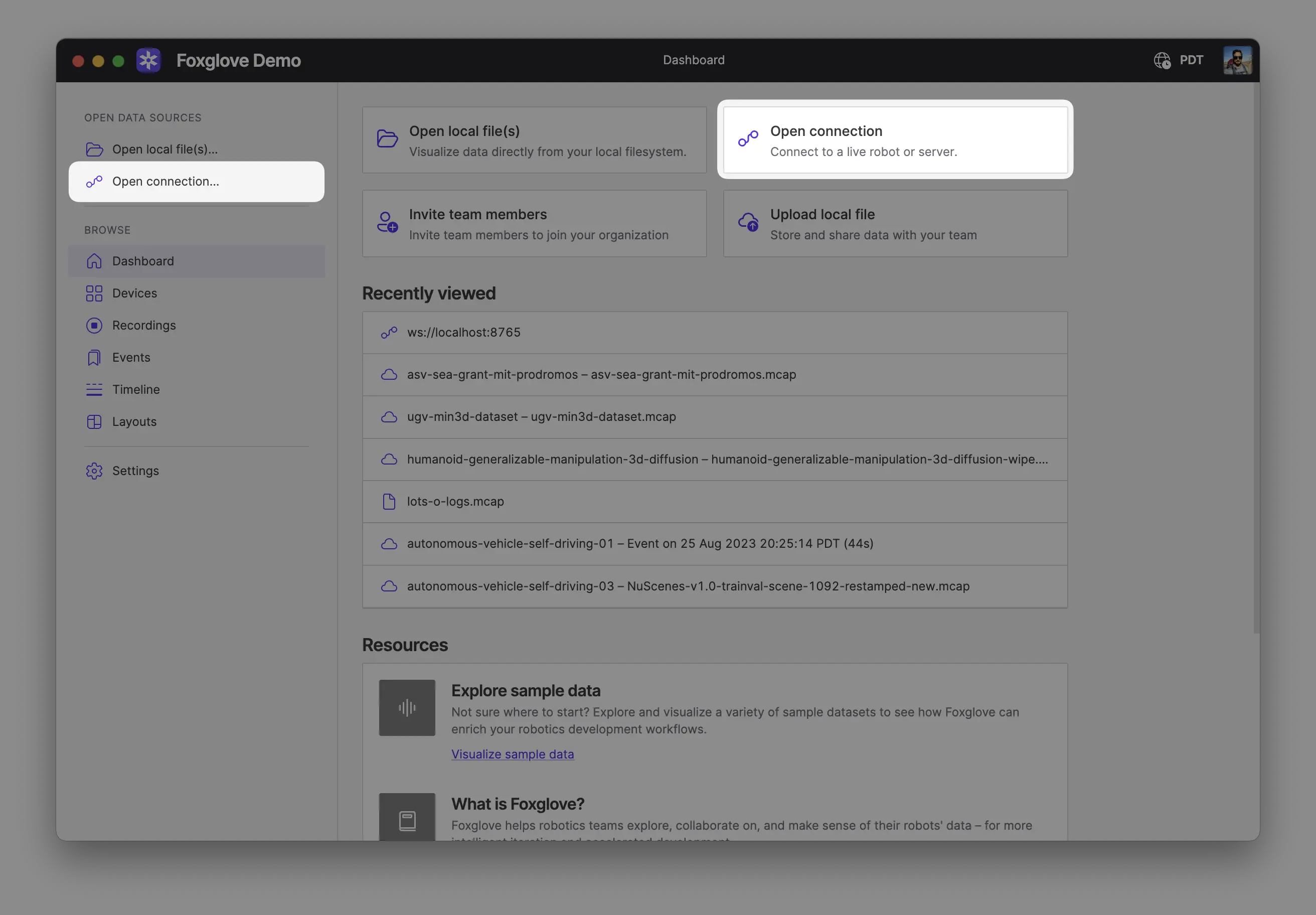 Select open connection